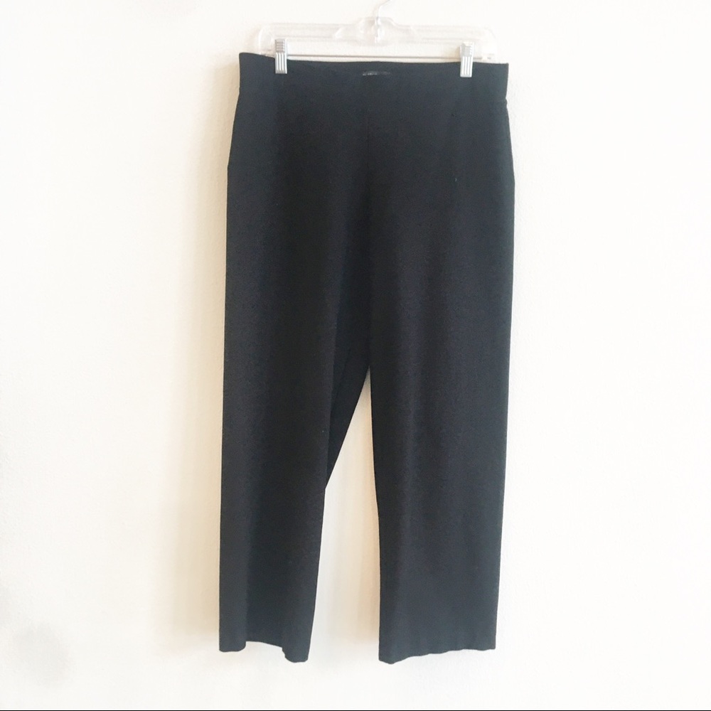 Eileen Fisher Pull On Casual Dress Pants Black Viscose Elastic Waist Size Medium